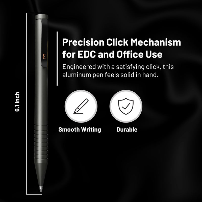 Everyman Gunmetal Grafton Twist Refillable 0.7mm Gel Ink Pen | Sleek Anodized Aluminum Pocket Pen with Grooved Grip | Smooth Writing EDC Ink Pen for Office, Travel, Work & Gifting - Image 3